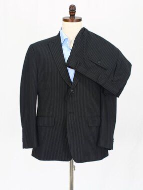 Sean John 42S 36x26 Black Full Suit 2-Button Stripe R873